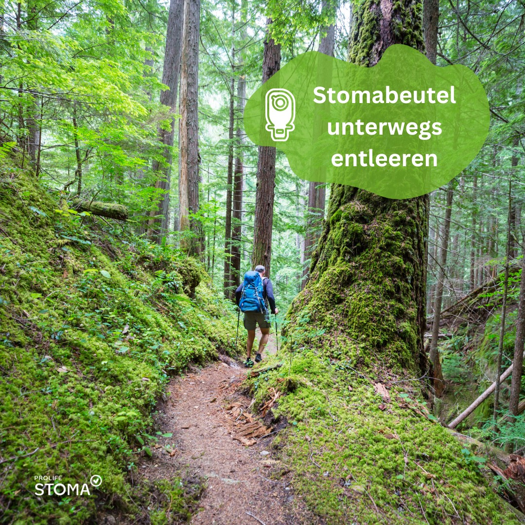 Stomabeutel unterwegs entleeren im Wald