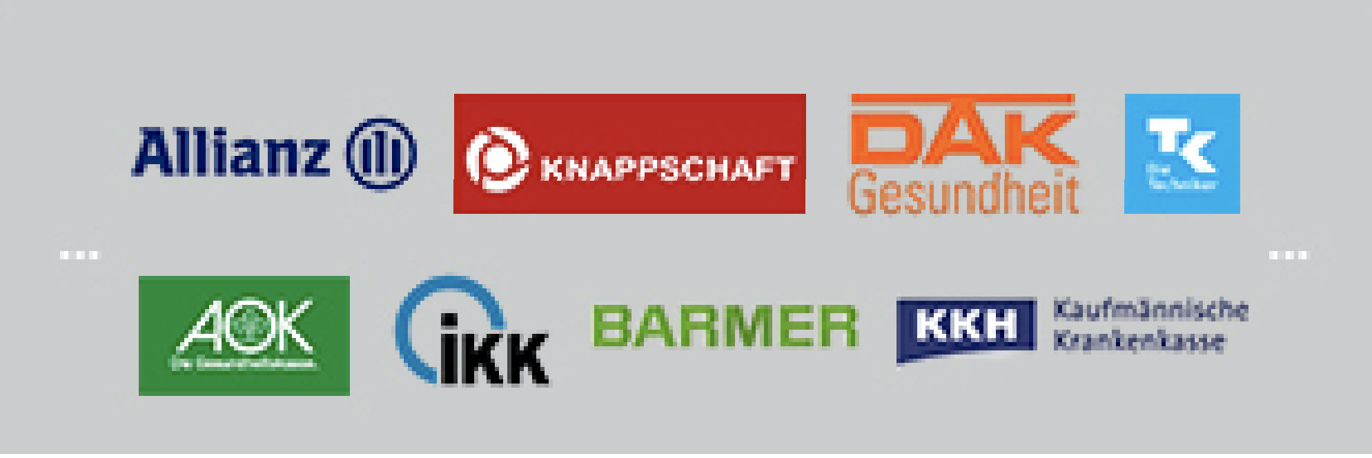 Logos der wichtigsten Krankenkassen in Deutschland